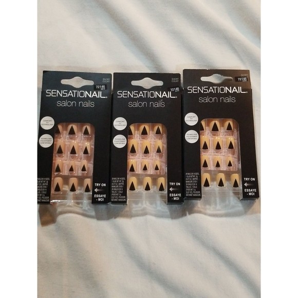 (3pack) Sensationail Salon Nails 28 Nails In 14 Sizes Short Court #72146 - Picture 1 of 3
